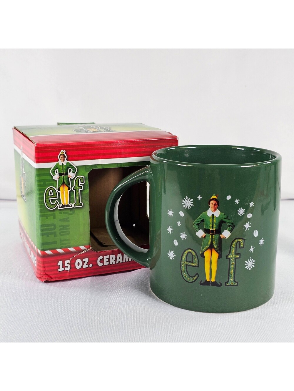 New Elf Movie Buddy the Elf Worlds Best Cup of Coffee Green Ceramic Mug 15 oz